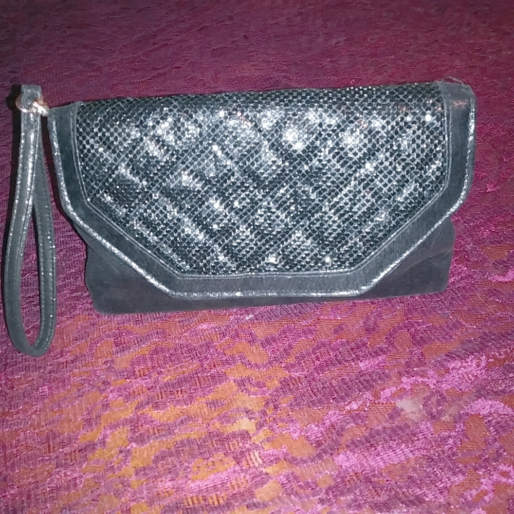 La Regale Black Strap Clutch Bag